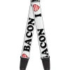 Guitar Strap - I "Heart" BACON White Black Bacon