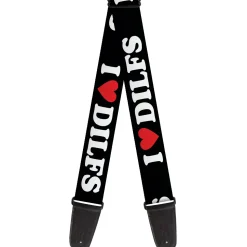Guitar Strap - I "HEART" DILFS Black/White/Red
