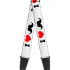 Guitar Strap - I "Heart Mustache" White Black Red