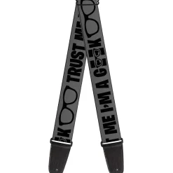 Guitar Strap - I'M A GEEK Glasses Gray Black