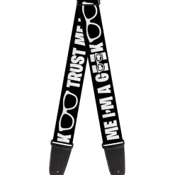 Guitar Strap - I'M A GEEK Glasses Black White