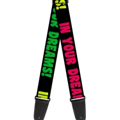 Guitar Strap - IN YOUR DREAMS! Black Pink Green Yellow