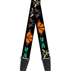 Guitar Strap - Insects CLOSE-UP Black