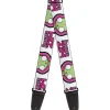 Guitar Strap - INVADER ZIM Title Logo and GIR Pose Close-Up White/Pinks