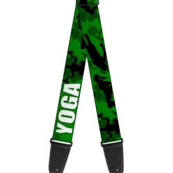 Guitar Strap - IRISH YOGA Poses/Clovers Greens/Black/White