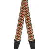 Guitar Strap - Jagged Zig Zag Brown Aqua Cream Red