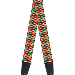 Guitar Strap - Jagged Zig Zag Brown Aqua Cream Red