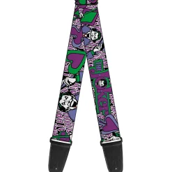Guitar Strap - Joker Face Logo Spades Black White Purple