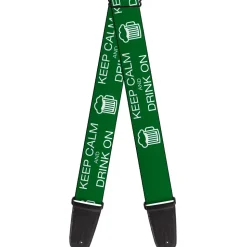 Guitar Strap - KEEP CALM AND DRINK ON/Beer Green/White