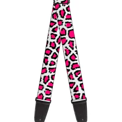 Guitar Strap - Leopard White Fuchsia