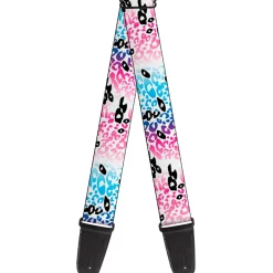 Guitar Strap - Leopard White Pinks Blues Black