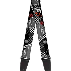 Guitar Strap - Lightning McQueen Poses FR 95 Checker Black White Red