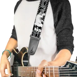 Guitar Strap - Lion King Scar Poses White Black