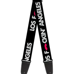 Guitar Strap - LOS F*CKIN' ANGELES Mustache Black White Pink