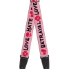 Guitar Strap - Love Hate Betrayal Pink Black Fuchsia