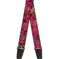 Guitar Strap - Love Kills CLOSE-UP Pink