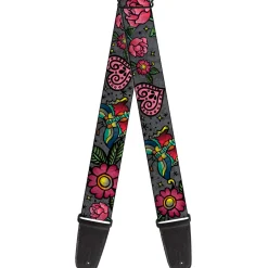 Guitar Strap - Love Kills CLOSE-UP Gray