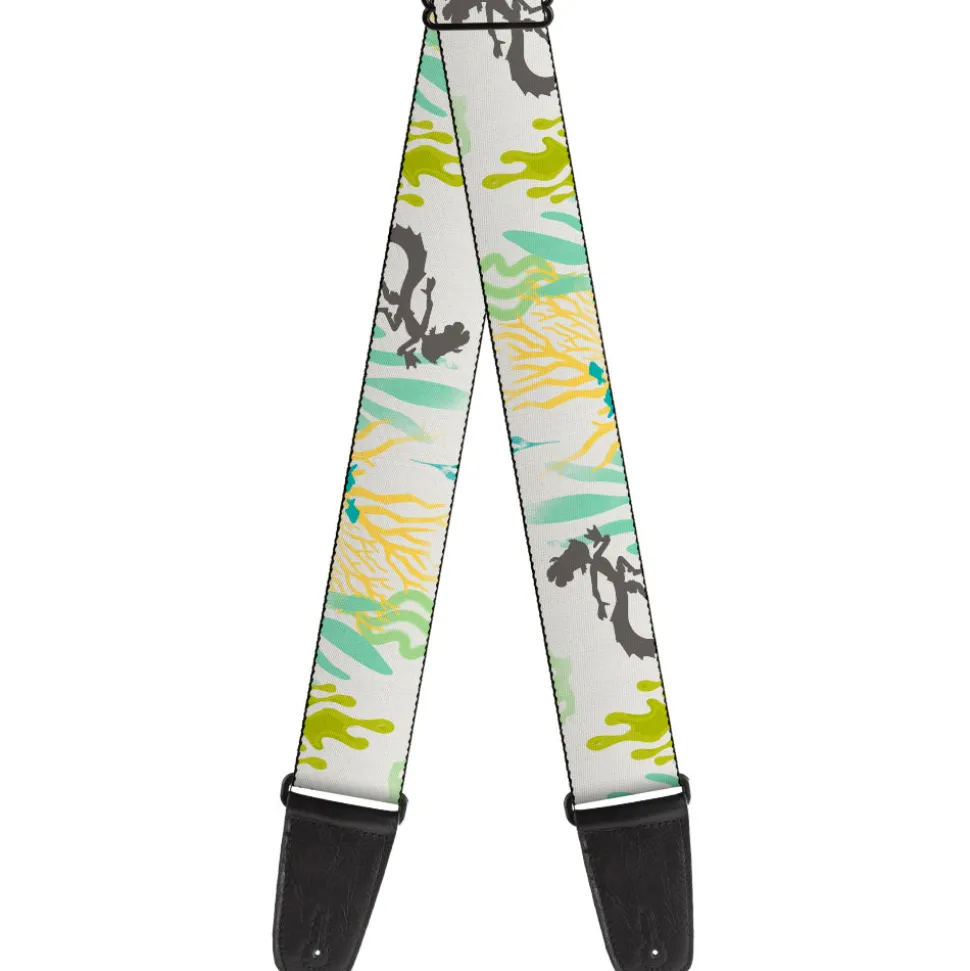 Guitar Strap - Luca Alberto Sea Monster Underwater Silhouette White Multi Color