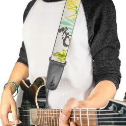 Guitar Strap - Luca Alberto Sea Monster Underwater Silhouette White Multi Color