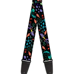 Guitar Strap - Luca Isola del Mar Luca and Alberto Sea Monsters School of Fish Collage Black