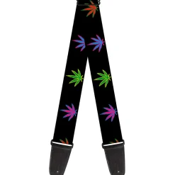 Guitar Strap - Marijuana Leaf Repeat Black/Multi Color