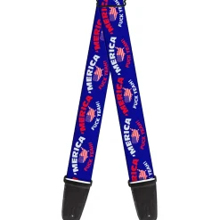 Guitar Strap - MERICA FUCK YEAH! USA Silhouette Blue White Red US Flag