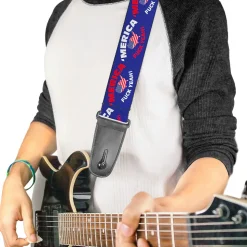 Guitar Strap - MERICA FUCK YEAH! USA Silhouette Blue White Red US Flag