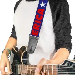 Guitar Strap - MERICA Star Blue Red White