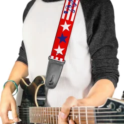 Guitar Strap - MERICA Stripes Stars Red White Blue