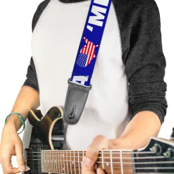 Guitar Strap - MERICA USA Silhouette Blue White US Flag