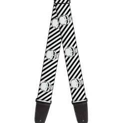 Guitar Strap - Metal Skull Black White