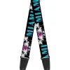 Guitar Strap - MIAMI Palm Trees Black White Pink Teal