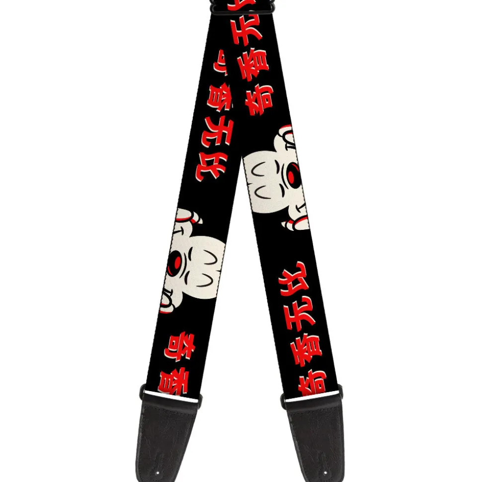Guitar Strap - Mickey Mouse Smelling Pose Black/White/Reds