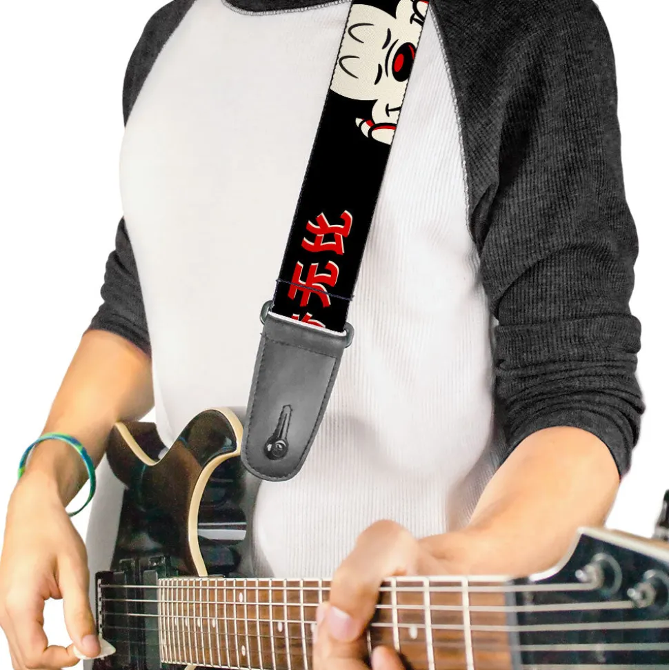 Guitar Strap - Mickey Mouse Smelling Pose Black/White/Reds