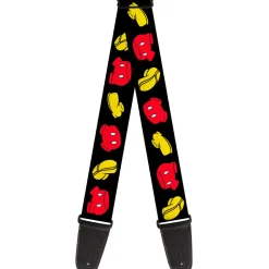 Guitar Strap - Mickey Mouse Shorts and Shoes Black/Red/Yellow