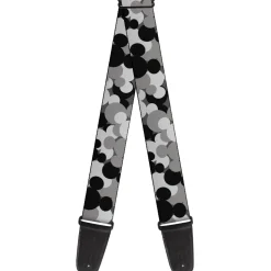 Guitar Strap - Mickey Mouse Head Stacked Black Grays
