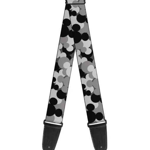Guitar Strap - Mickey Mouse Head Stacked Black Grays