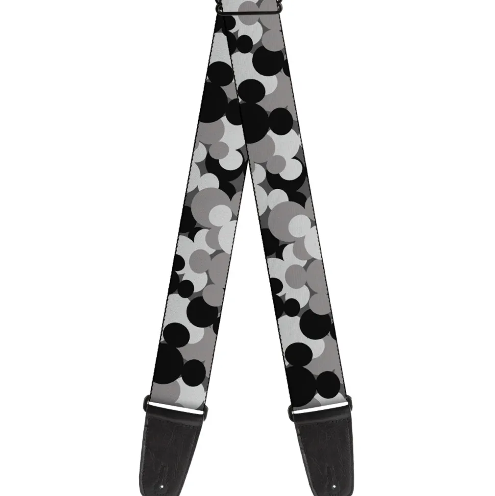 Guitar Strap - Mickey Mouse Head Stacked Black Grays