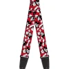 Guitar Strap - Mickey Mouse Poses Scattered Red Black White