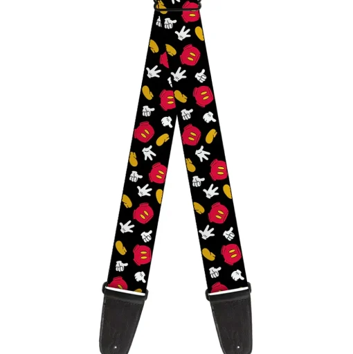 Guitar Strap - Mickey Mouse Costume Elements Scattered Black