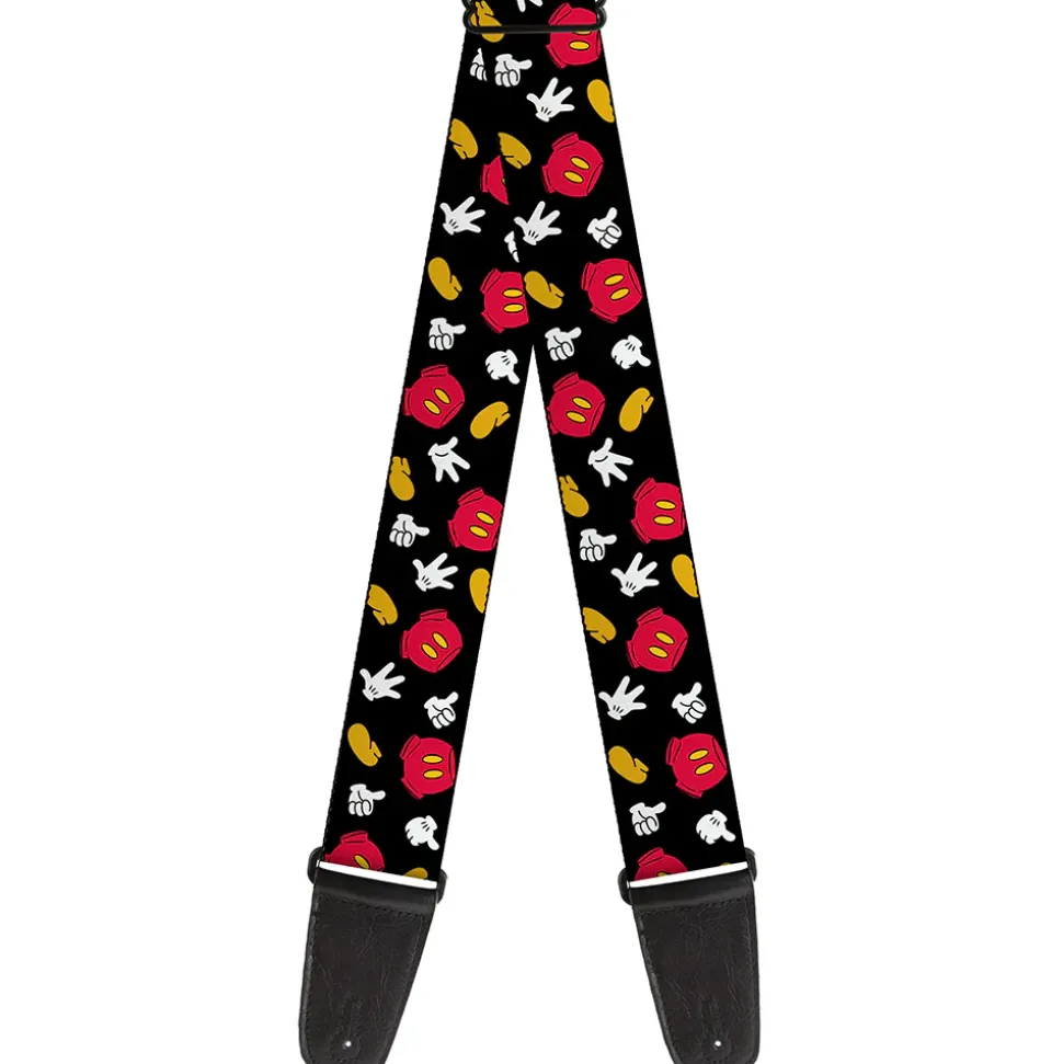 Guitar Strap - Mickey Mouse Costume Elements Scattered Black