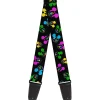 Guitar Strap - Mickey Mouse Expressions Scattered Black Multi Neon