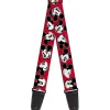 Guitar Strap - Mickey Mouse Expressions Red Black White