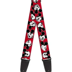 Guitar Strap - Mickey Mouse Expressions Red Black White