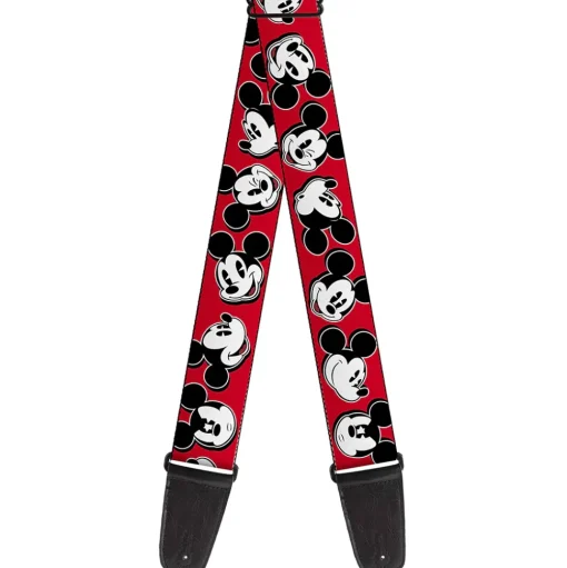 Guitar Strap - Mickey Mouse Expressions Red Black White
