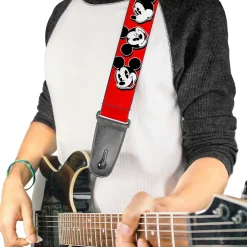 Guitar Strap - Mickey Mouse Expressions Red Black White