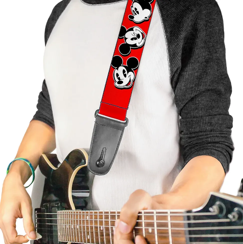 Guitar Strap - Mickey Mouse Expressions Red Black White