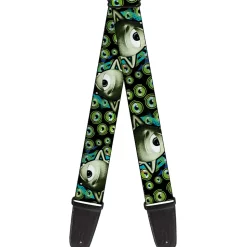 Guitar Strap - Mike Poses Eyeballs Black Greens