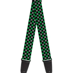 Guitar Strap - Mini Checker Black Gray 3 Green