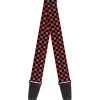 Guitar Strap - Mini Checker Black Gray 3 Red